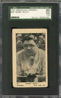1927 E126 American Caramel #38 Babe Ruth – SGC 20 FR 1.5 